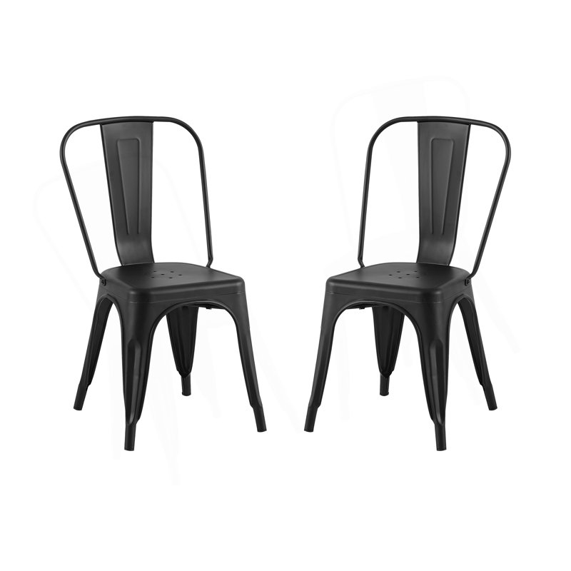 Chaises de salle à manger industrielles en métal ultrabrillant de 18 pouces de hauteur à l'intérieur et à l'extérieur empilables, surface légère facile à nettoyer, assemblage facile, conception moderne et durable, pour bar de cuisine