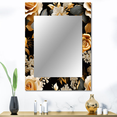 Elegant Beige Rose Harmony - miroir mural floral