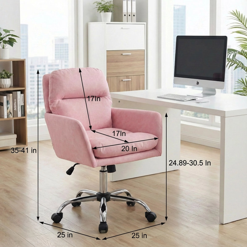 Chaise de bureau pivotante en similicuir, Light Pink