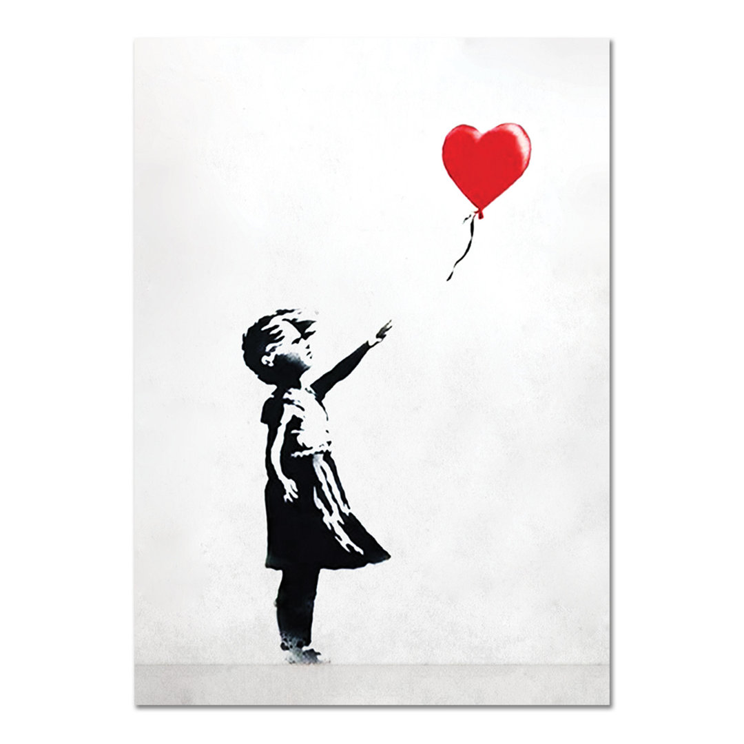 Leinwandbild Bimba Palloncino Cuore Rosso von Banksy