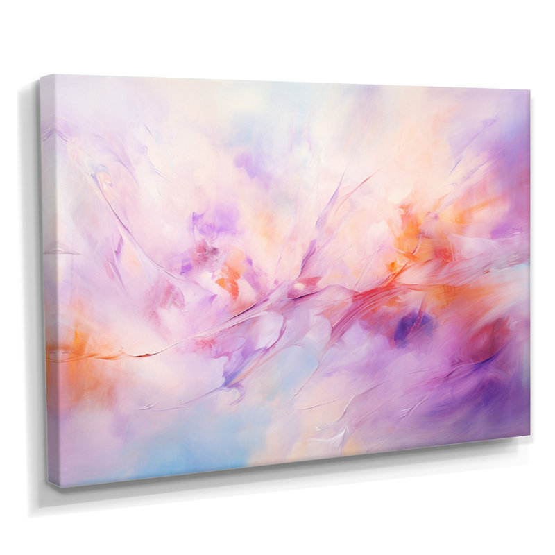 Peinture, lavande, dérive, brume mauve - art mural abstrait, H 30 po x l 40 po x P 1,5 po, Toile tendue