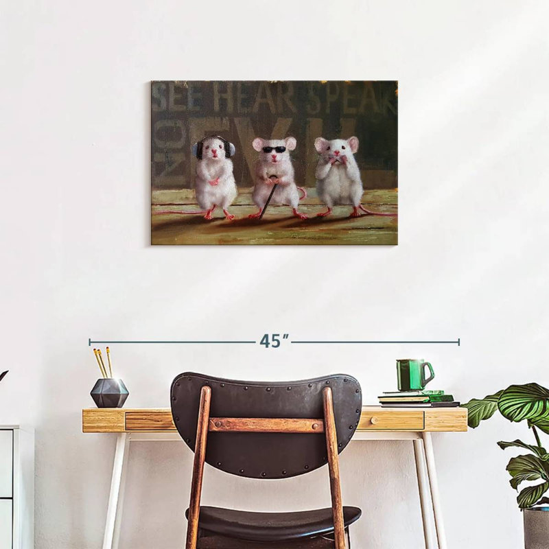 Three Wise Mice, 20" H x 30" W