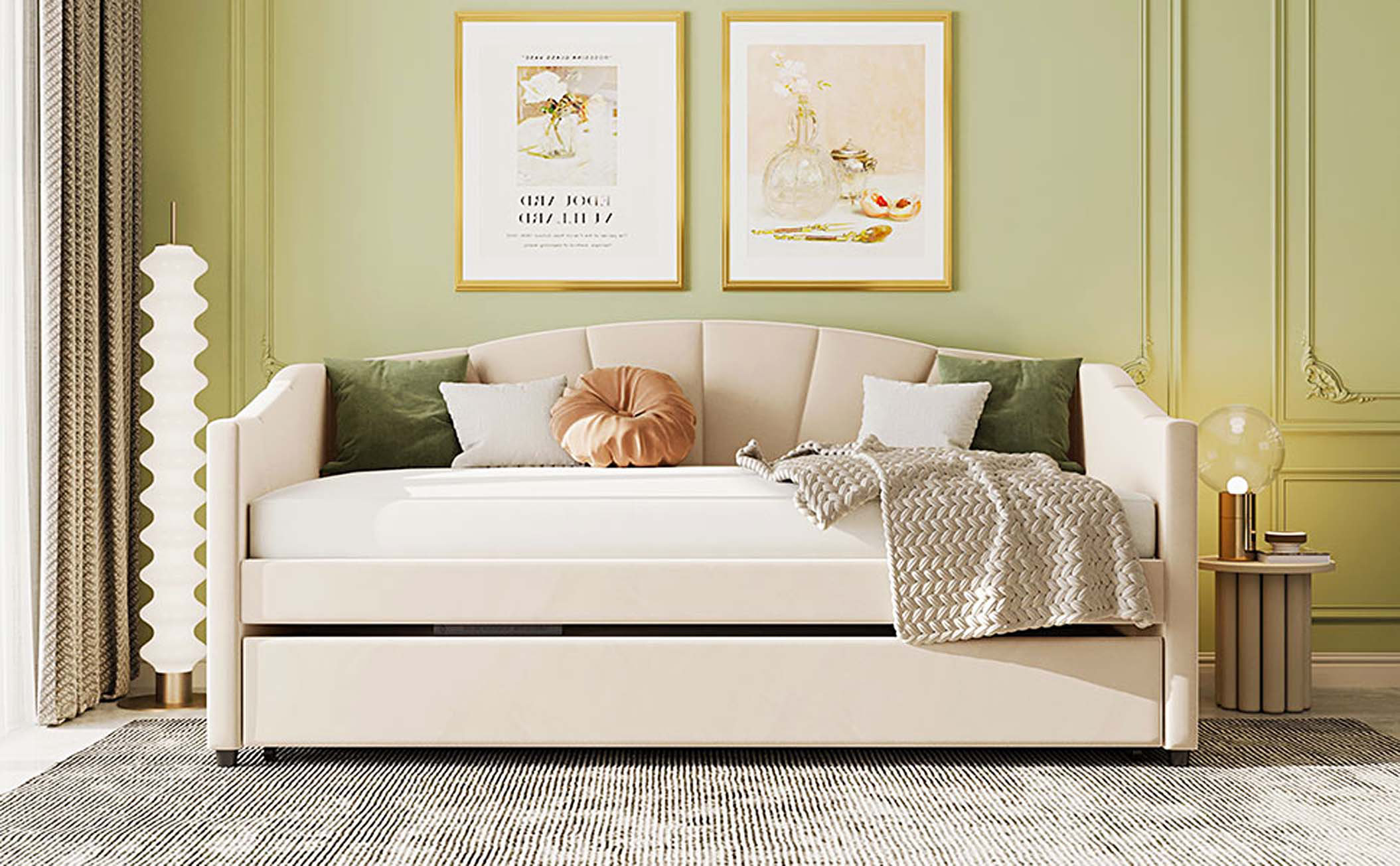Lark Manor™ Upholstered Daybed Sofa Bed Twin Size With Trundle Bed and ...