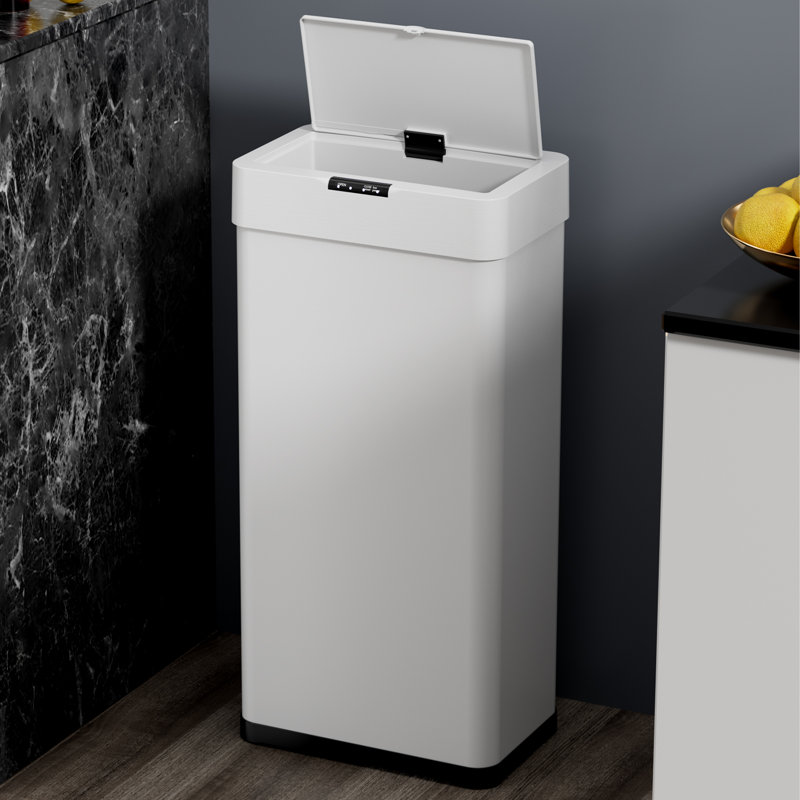 Motion Sensor Stainless Steel Trash Can, Automatic Garbage Bin, 21.1 Gallons, White