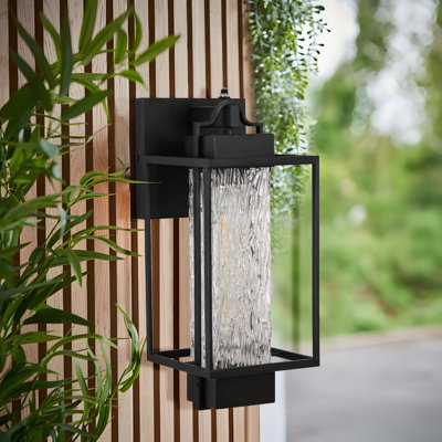 Tiernan Matte Black 33.8cm H Outdoor Wall Lantern with Dusk to Dawn