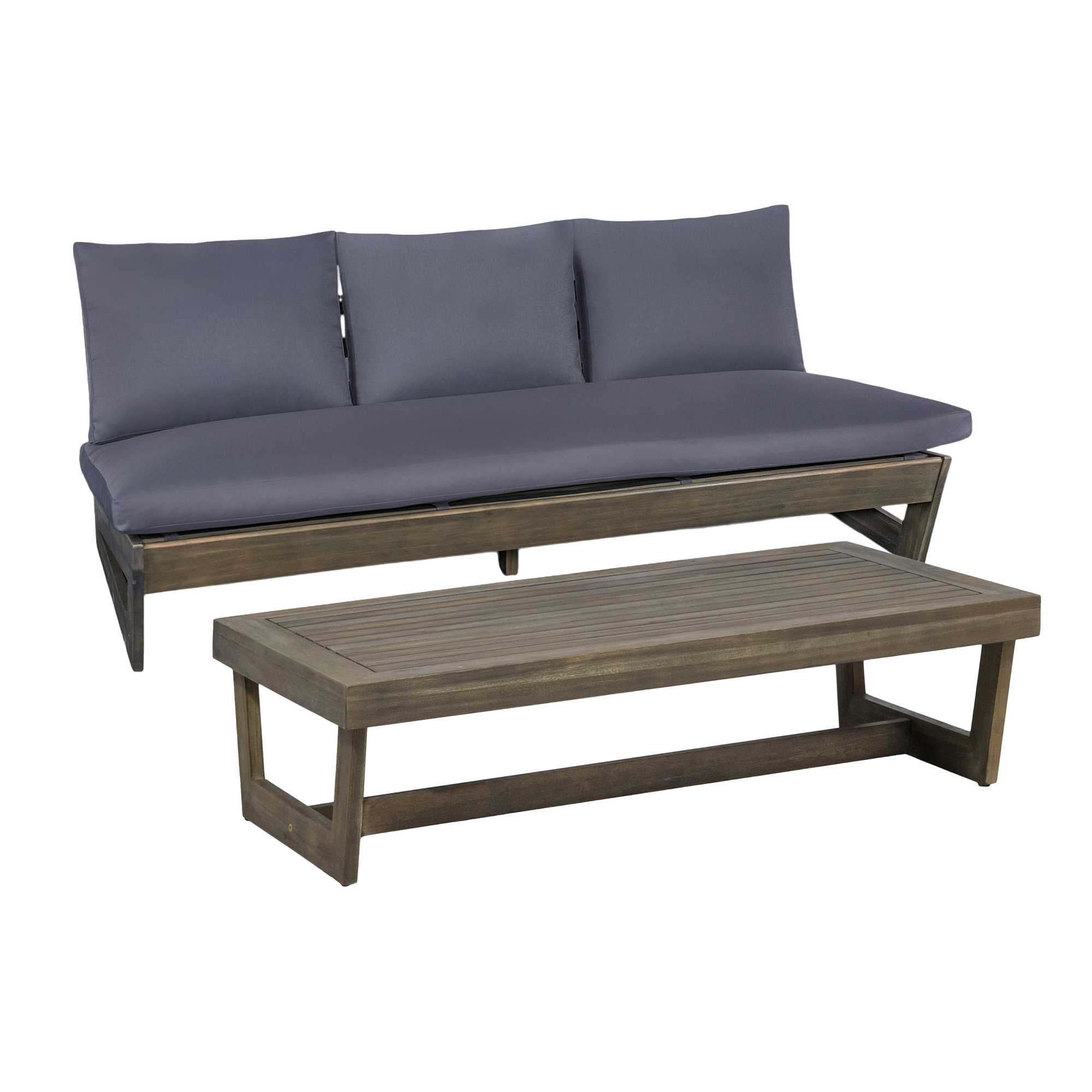 Louise Outdoor Conversation Set, Gray, Dark Gray