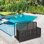 Rangement flottant au bord de la piscine, rangement extérieur, panier de rangement flottant au bord de la piscine, boîte de rangement, chariot de piscine extérieur en rotin PE avec roulettes