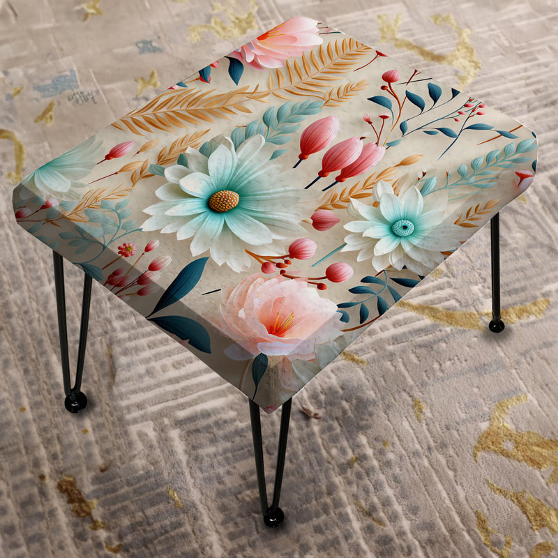 Pastel Bohemian Ferns Pattern III - Floral Rectangle Ottoman