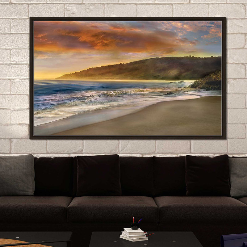 " Malibu Sun " by Mike Calascibetta, 21.5" H x 33.5" W x 2" D, Espresso Floater Frame