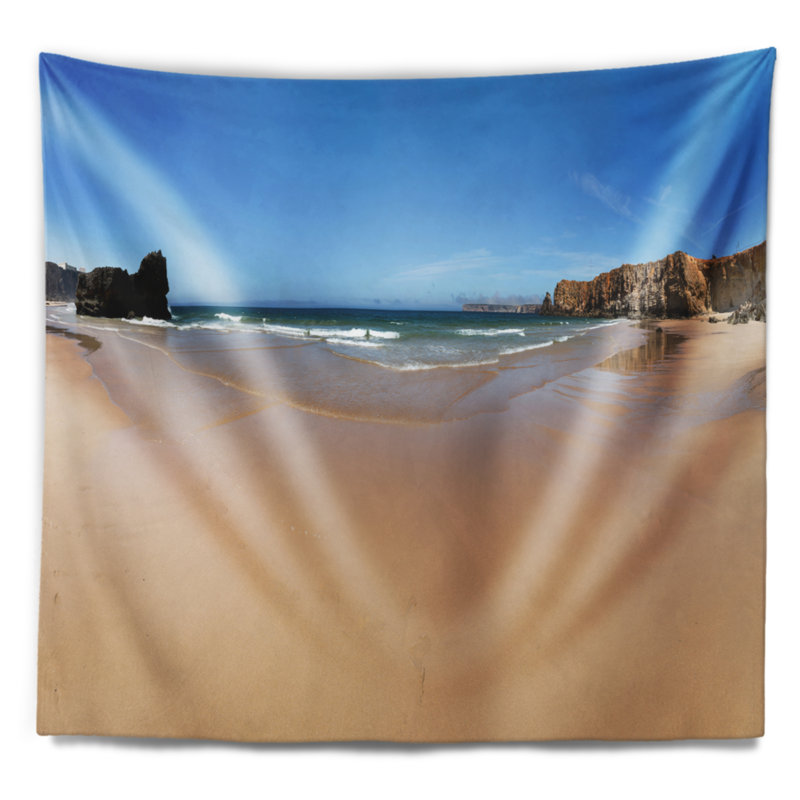 Plage, plage, sable, côte de sable, tapisserie panoramique, H 68 po x l 80 po