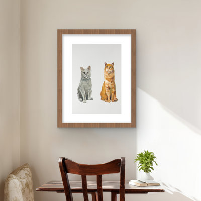 Six chats alignés - Reproduction matte encadrée pour le décor de la chambre à coucher