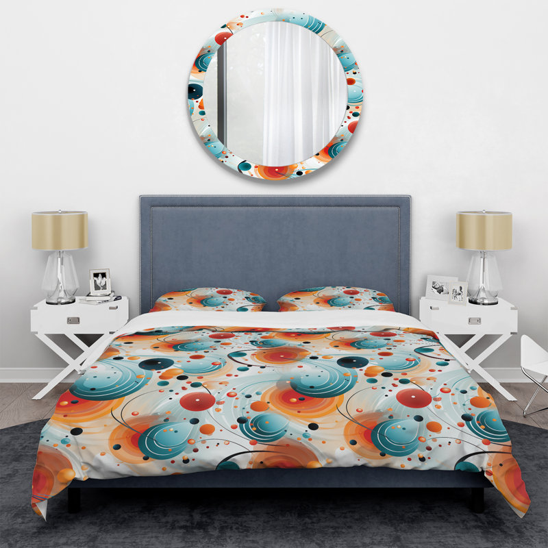 Ensemble de housse de couette bleu et orange Enchanted Sphere Illusion, Housse de couette simple + 1 taie décorative stan