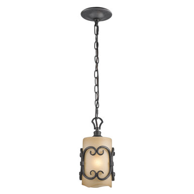 Luminaire suspendu cylindrique à 1 lumière avec accents en fer forgé Conyngham
