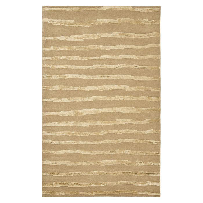 Nukri Hand Tufted Wool/Cotton/Viscose Striped Rug in Beige