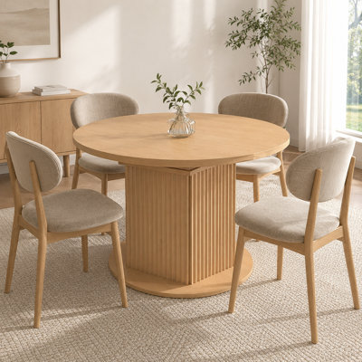 Table de salle à manger extensible 47,2 "à 63" pour 4 à 6 personnes, table de cuisine moderne en bois avec base à piédestal texturé pour salle à manger