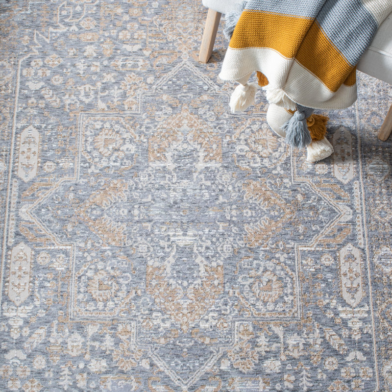 Oriental Grey/Beige Area Rug, Round 6'7"