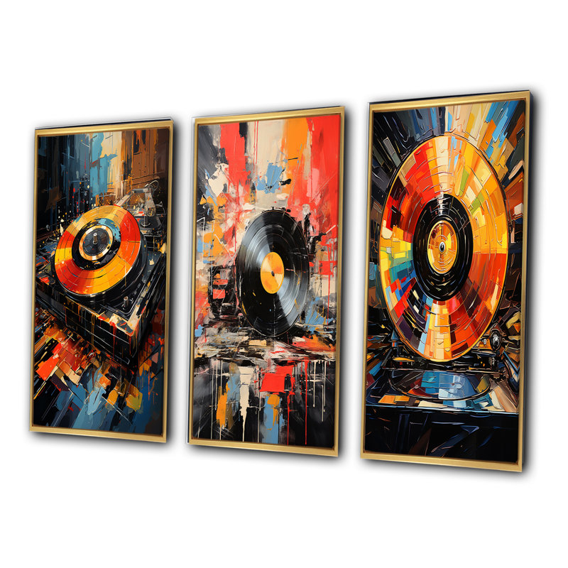 Ensemble 3 pièces Popart, Encadrement doré, H 28 po x l 36 po