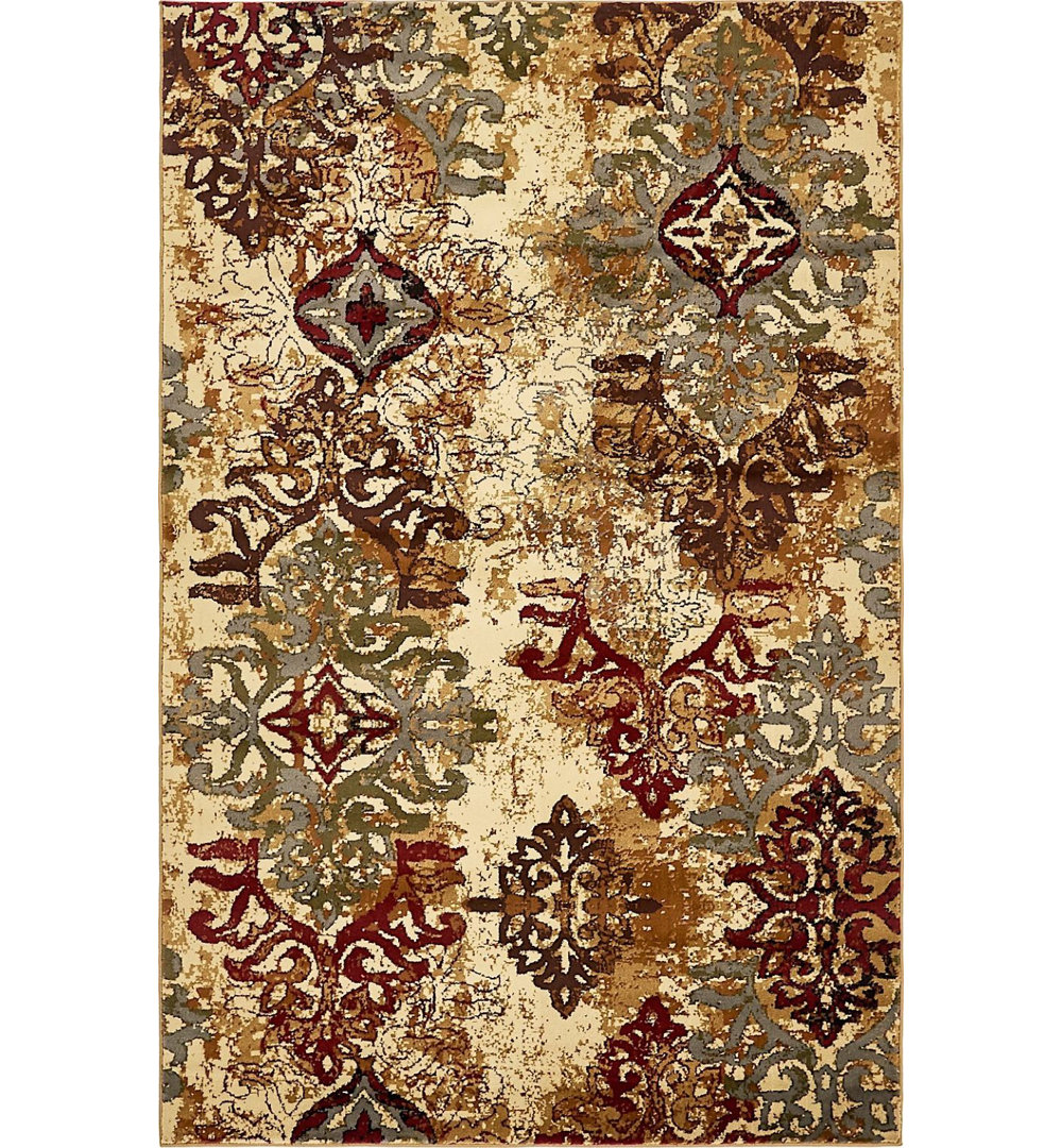Eelijah Abstract Red/Cream Area Rug Bungalow Rose Rug 