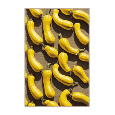  Washable Yellow Summer Squash Vegetables Area Rug