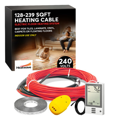 0.25'' W 240 Volt Underfloor Heating System Kit with Programmable Thermostat