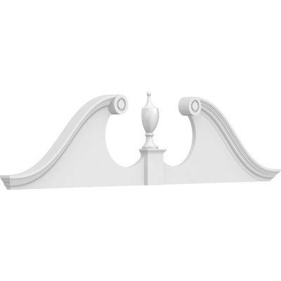 78"W x 19-1/2"H x 2-3/4"P Rams Head Architectural Grade PVC Pediment (Urn Ships Unattached in Box)