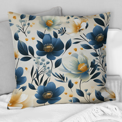 Coussin décoratif à fleurs grises antiques I