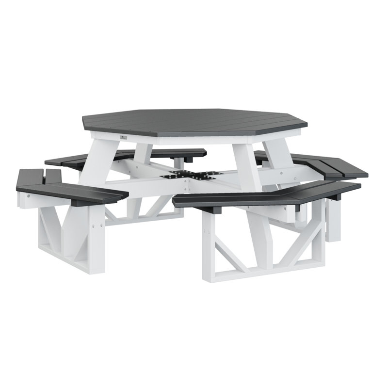 Table de pique-nique Ada  , H 29 po x L 85 po x l 85 po, Noir / blanc