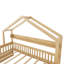 Lit cabane pour enfant, en bois, avec barrières de sécurité, rangement sous le lit, tiroir et éclairage.-133670854-133670855