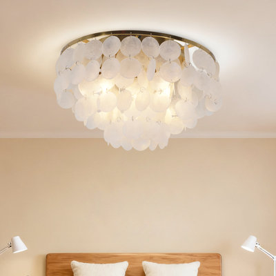 5-light Dimmable Shell Flush Mount