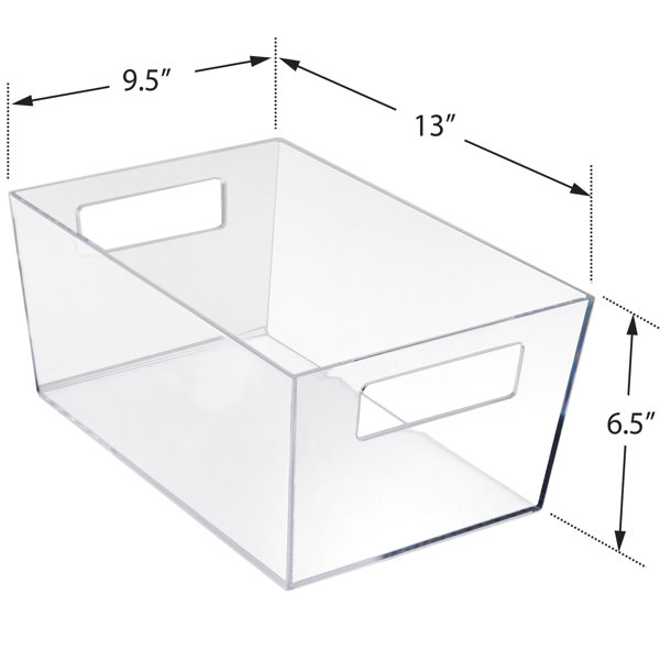 Azar Displays X-Large Organizer Storage Tote Bin with Handle 13W x 9.5D x 6.5H, 4-Pack.