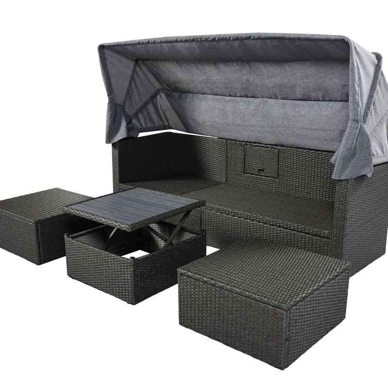Patio gris avec siège relevable et réglable, Gris clair, Gris