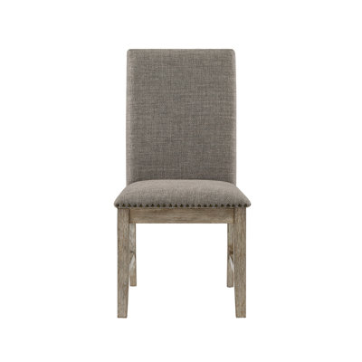 Set Of 2 Side Chairs Upholstered Backrest Seat Nailhead Trim Dining Furniture