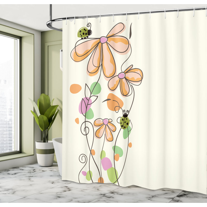 Ensemble de rideau de douche Kids, Pêche, abricot, 69"H x 75"W