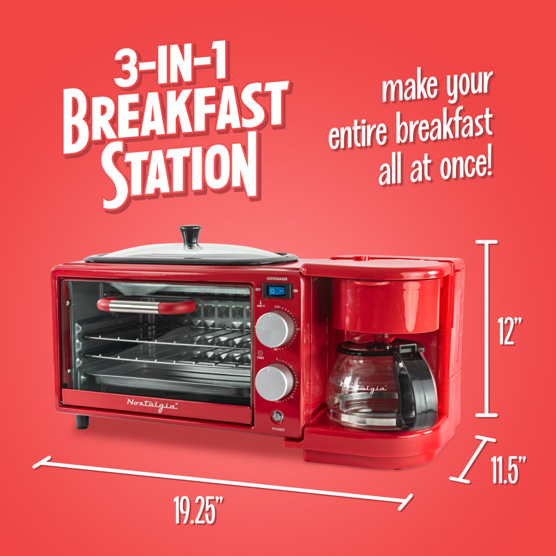 Station de petit-déjeuner Retro 3-en-1, Rouge