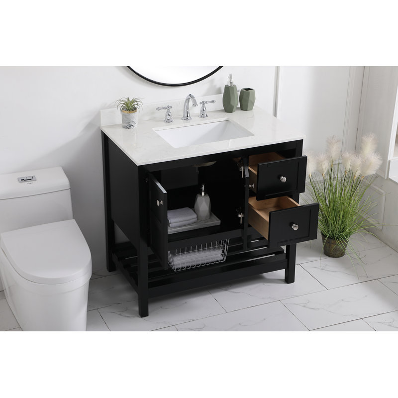 Elena 36'' Single Bathroom Vanity with Top, Black