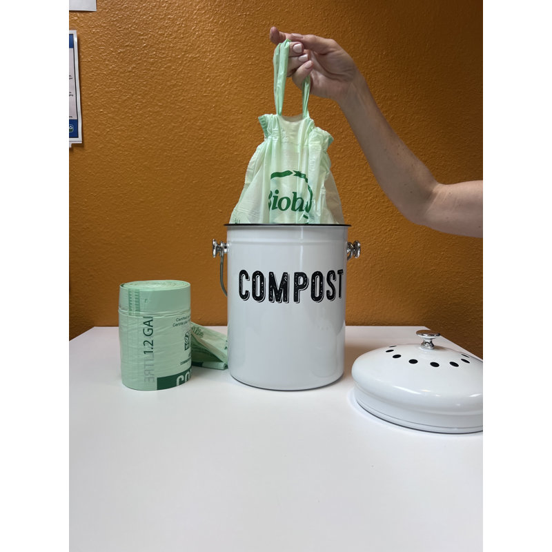 1.2 Gallon Drawstring Biobag 100% Certified Compost Food Scrap Trash Bag, 1.2 Gallon With Drawstring