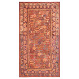 1800s Red Geometric Antique Central Asian Chinese Khotan Carpet 6'6" x 11'6" Rug
