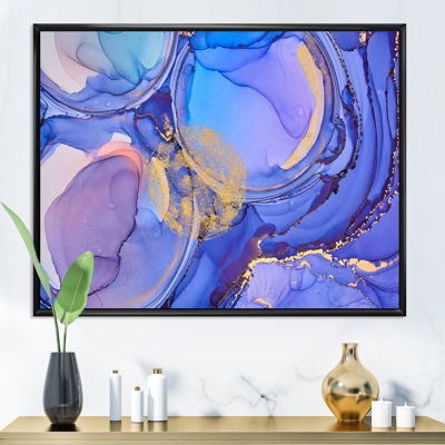 Bleu et mauve, luxe, abstrait, fluide X III - Peinture sur toile
