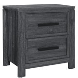 25" Distressed Dark Gray Two Drawer Wood Nightstand