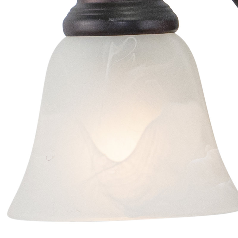 Luminaire de salle de bain traditionnel en bronze bruni huilé à 3 lumières de 19 po de largeur Moyer, abat-jour en verre albâtre blanc, à intensité variable, compatible avec DEL, applique murale au-dessus du miroir