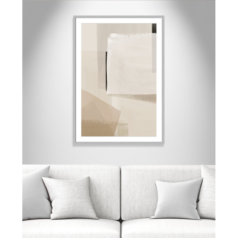 Imprimé calme et géométrique par Hazel J, 29.5'' W x 41.5'' H, Matted Print, Argent mat