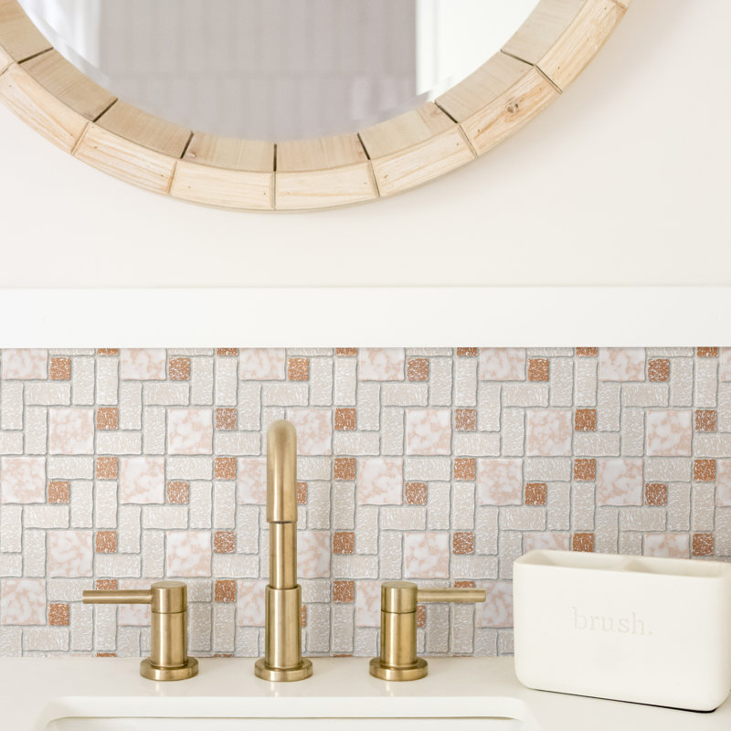 Academy Random Sized Straight Edge Porcelain Versailles Mosaic Wall & Floor Tile, Beige/Brown