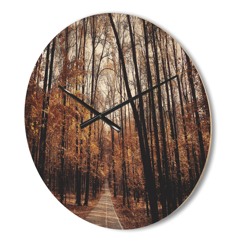 Horloge murale Road in Autumn Forest, Petit