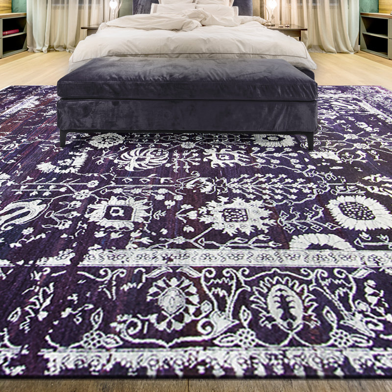 Oriental Area Rug in Purple, Rectangle 8' x 10'