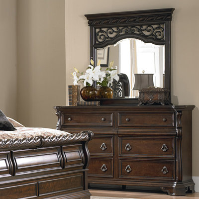 Ensemble de commode et miroir 6 tiroirs Ashyla