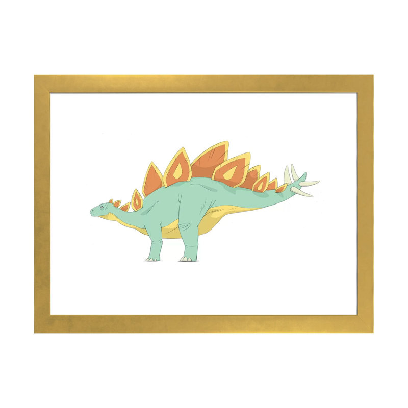 Stegosaurus, dessin au crayon avec couleur numérique par Alice Turner - impression d'art graphique, Papier encadré doré