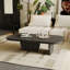 Table basse rectangulaire de 51 po de style Mid-Century moderne, table basse en bois massif pour le salon-1637035312