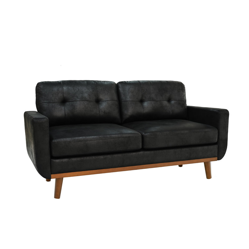 Canapé ou causeuse rembourré Mid-Century, Noir