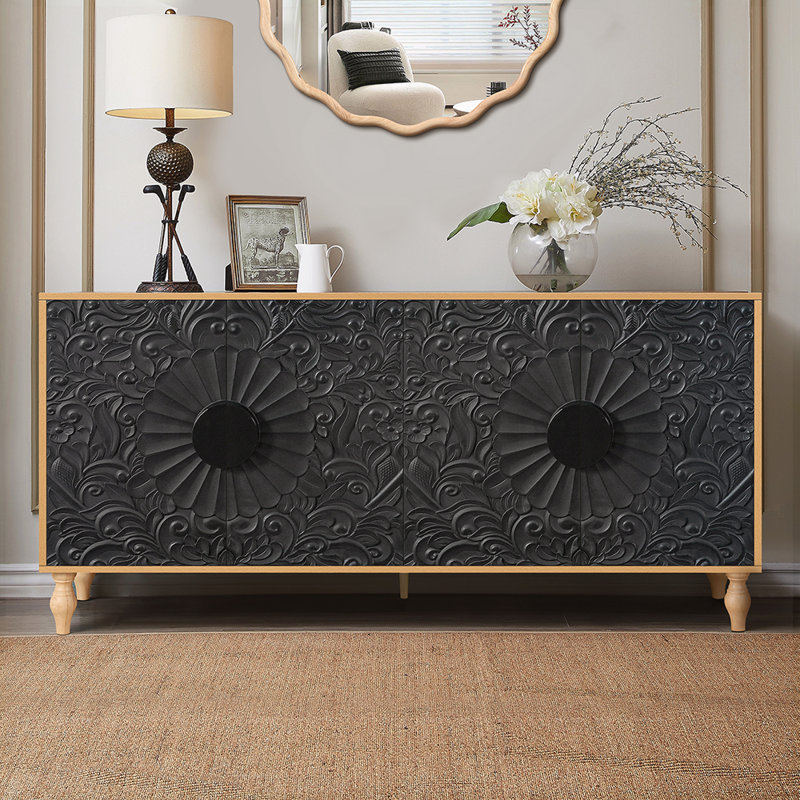 Armoire de rangement Ornamental, Black/Natural