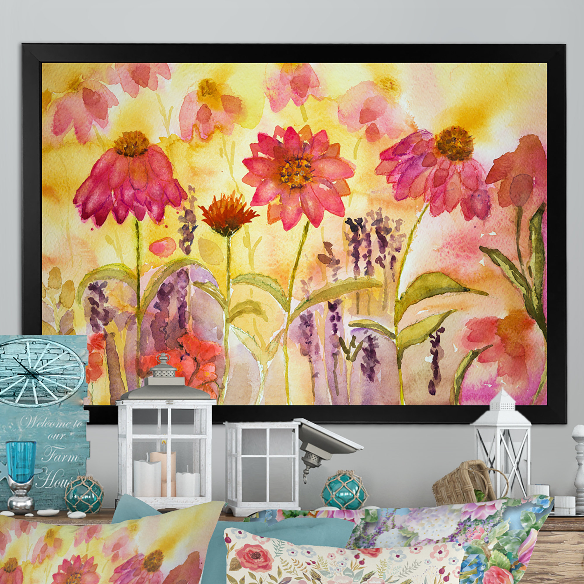 Winston Porter Wild Coneflowers And Lavender - Traditional Canvas Art ...